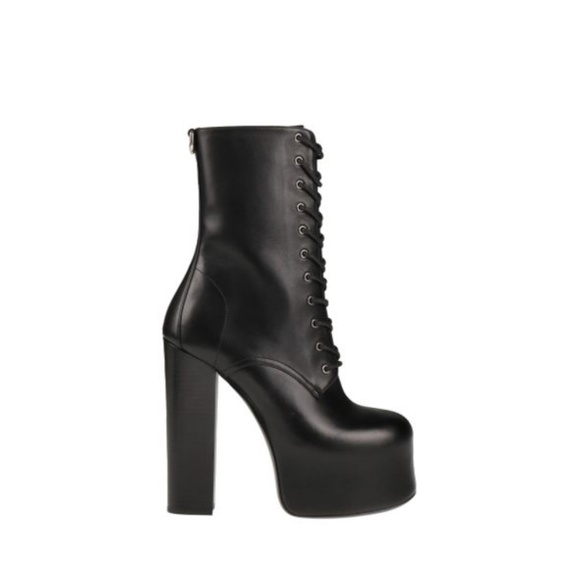 Saint Laurent Leather Platform Lace-Up Boots - Picture 2 of 2